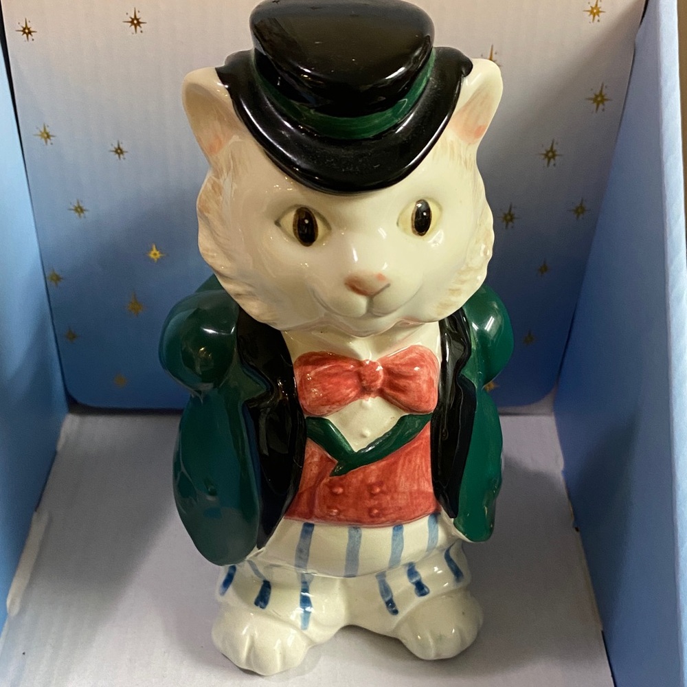 Fitz & Floyd Charming Ceramic Cat Vase Figurine